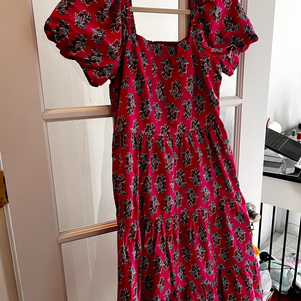 J. Crew Raspberry Pink Floral Spring Dress